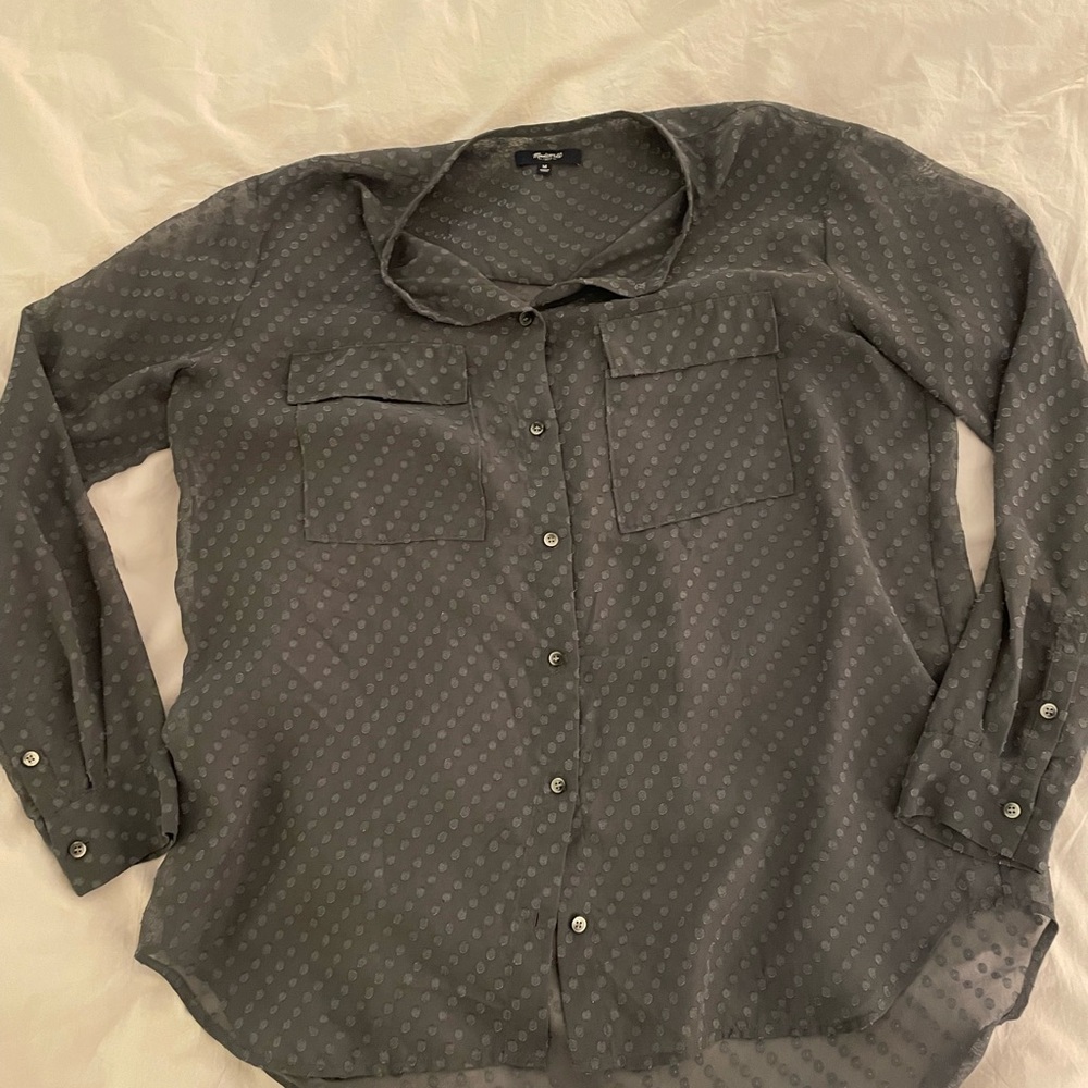 Gray Button-Up Blouse